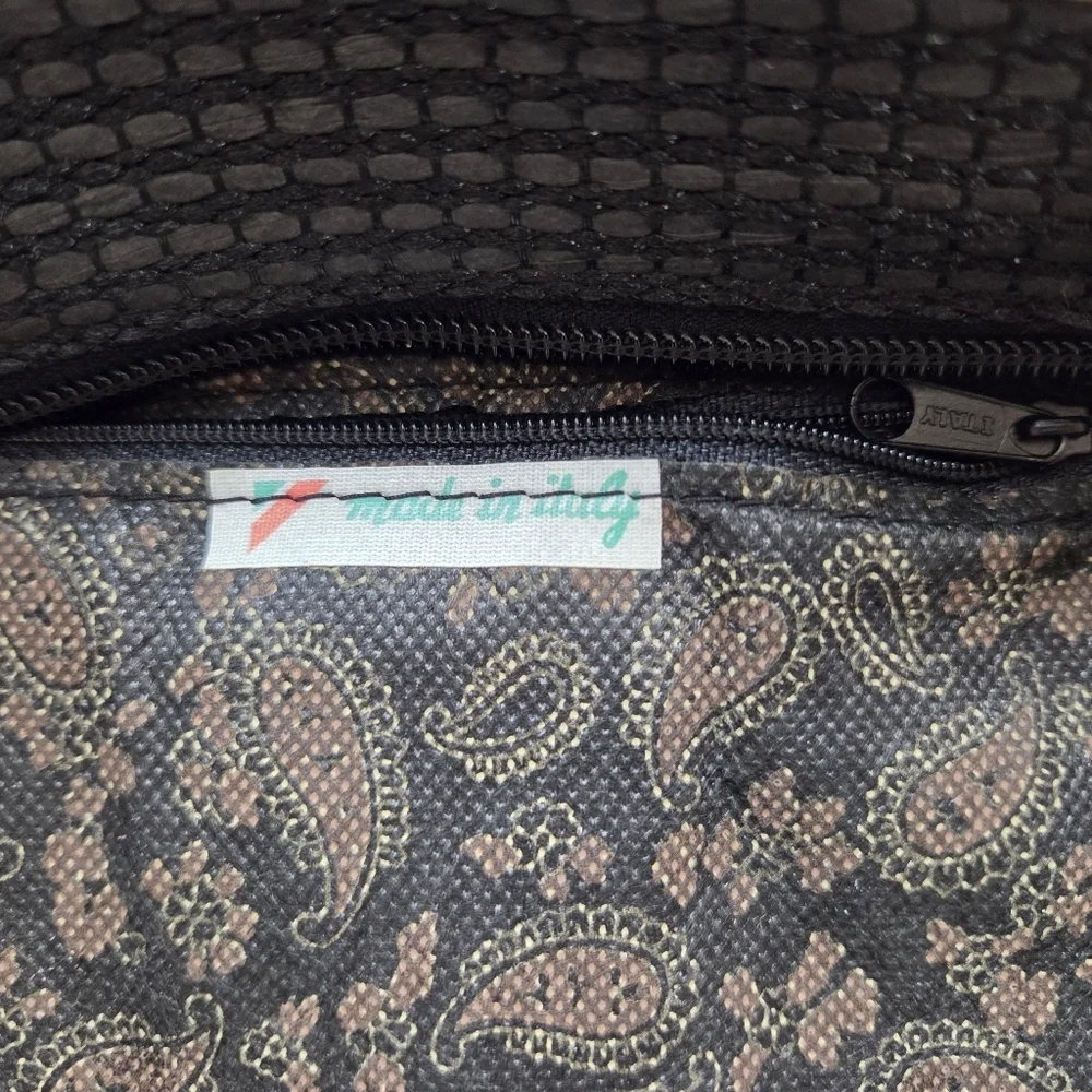 Bartucci Made in Italy Woven‎ Black Gold Tote Bag Rope Strap Top Handle